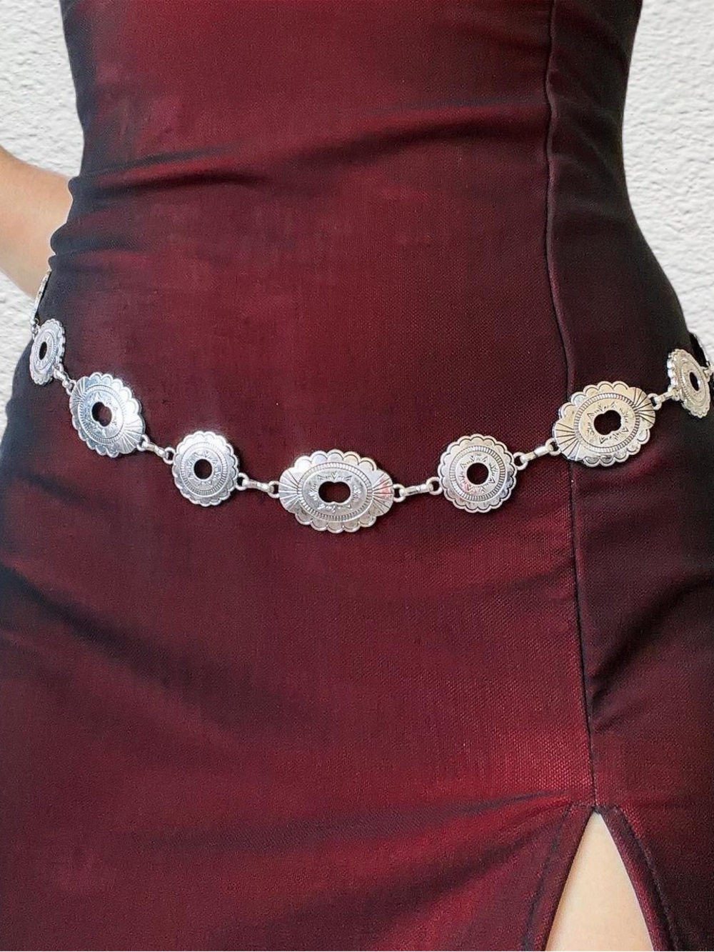 Silver Hollow Floral Boho Western Festival vacation Body chain Belt